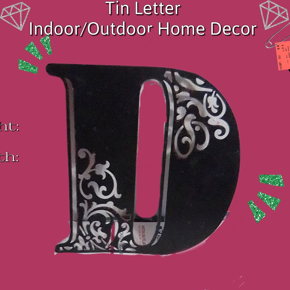 Brown Tin Letter D Decor